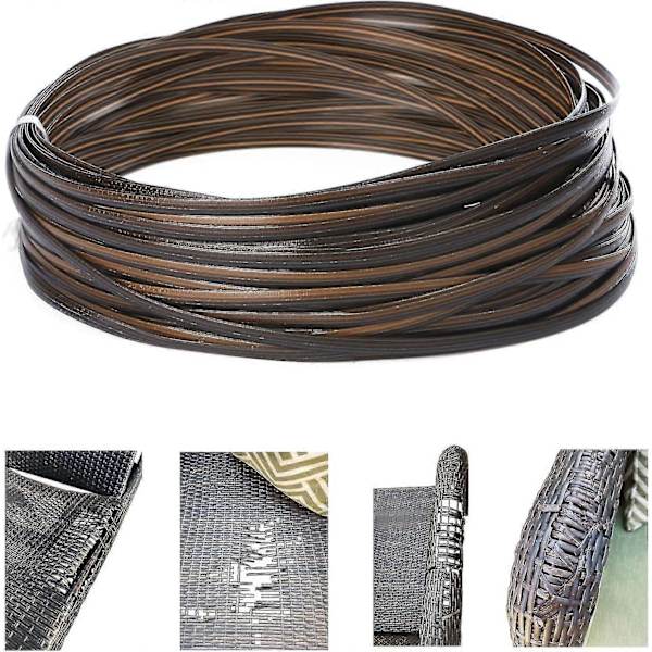 Flet Reparationssæt 37m 120ft Flet Reparationsartikler To-tonet Gradient Mørkebrun med Lysebrune Striber Plast Rattan Materiale til Patio Stol Repai Brown