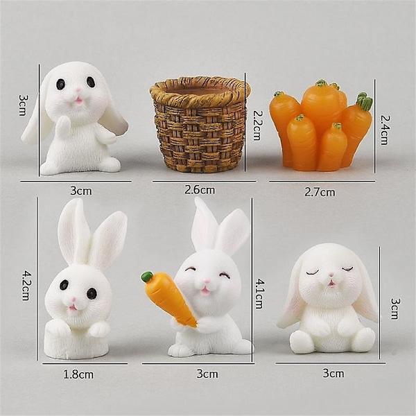 6pcs/Set Lovely Rabbit Model Cartoon Animal Figurine Dollhouse Miniature Fairy Garden Decoration Resin Casting Mold Fillers   Dexterity Games