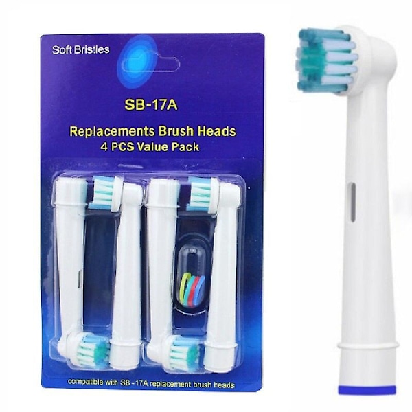 4 kpl/setti Sähköhammasharjan Vaihtopää Hammasharjan Pää Oral B Sähköhammasharjalle Suuttimet Pehmeät Dupont-Harjakset SB-17A Hammasharjat EB-17C