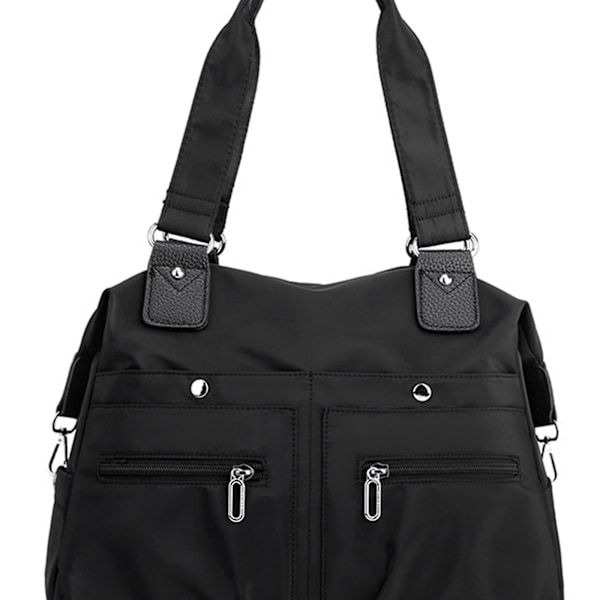 2023 Ny Hot Stor Kapacitet Vandtæt Multi Lomme Nylon Skuldertaske, Utility Tote Taske Med Lommer Og Rum Til Kvinder Black