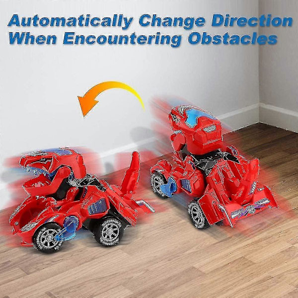Transformerande dinosauriefordon leksak Transformerande dinosauriebil, Automatisk transformerande dinosauriebil Red