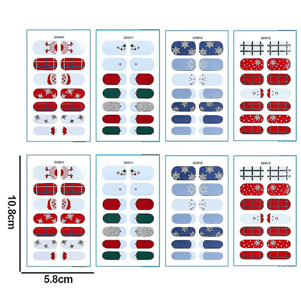 Jule-neglelapper - Søte gel-neglestikker, selvklebende manikyr style 3