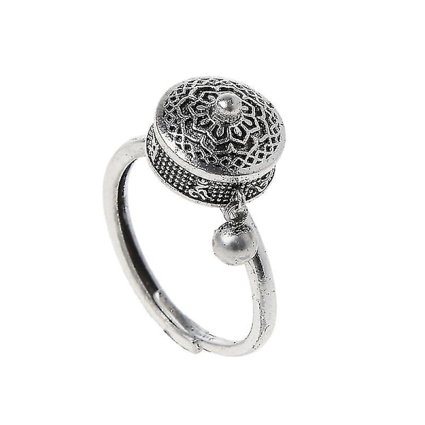 Roterende Ringe Buddhistisk Tibetansk Bønnehjul Ring Om Mantra Finger Ring Held Lotus Blomster Emalleret Roterende Ring Bånd C