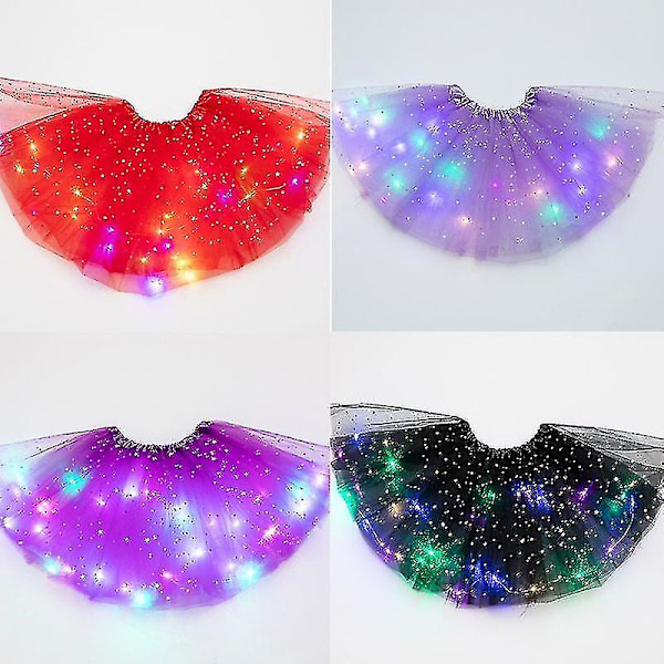 Kvinders Blonder Tutuskørt Lys Op Stjerne Led Skørter Ballet Dans Kjole Tulle Mini Skørt Purple