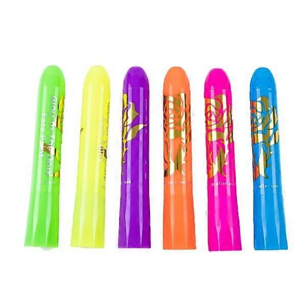6 stk. Glow-in-the-Dark Ansigtsmaling UV Neon Ansigtsmaling Crayon Blyanter