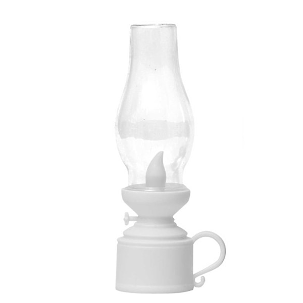 Jul Lysende Petroleum Lampe Elektronisk Stearinlys LED Hest Lys Dekoration Ornament Gave Vindlampe Desktop White