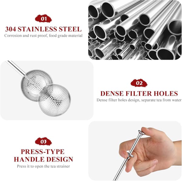 Bryggeenhet i rustfritt stål te-infuser kopphåndtak te-infuser te-sil for løse bladte 2 stk (sølv)