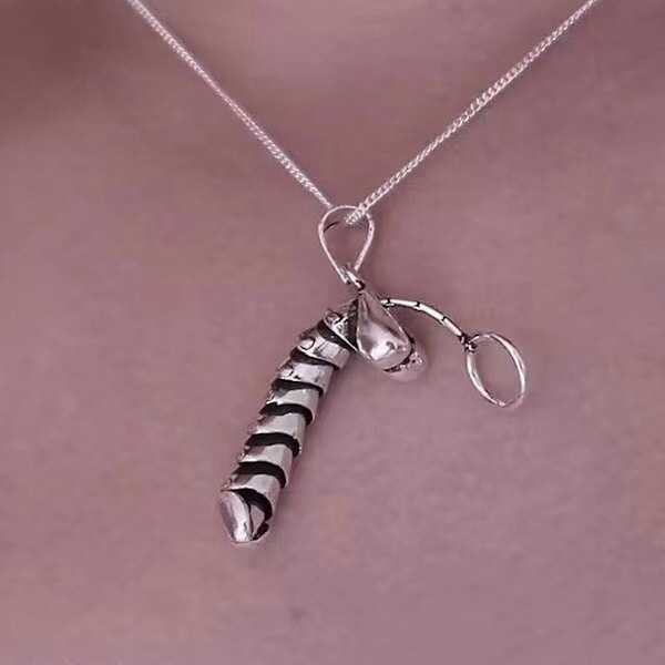 Dick-kaulakoru Sterling Silver - Käsintehty riipuskaulakoru Hauska Ystävänpäivälahja Sekä Miehille Että Naisille grey