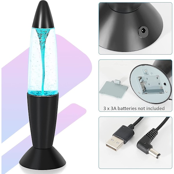 Lava Lampe, 14\" LED Tornado Lampe, Farverig Skiftende Vortex Lampe Til Voksne Og Børn USB Kabel/Batteri Køl