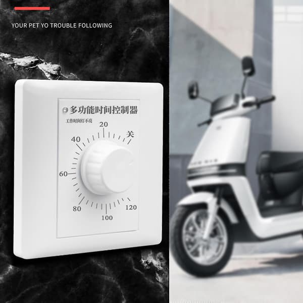 AC 220V Timer Switch Kontrol Pumpe Mekanisk Nedtællingskontrol Afbryder White