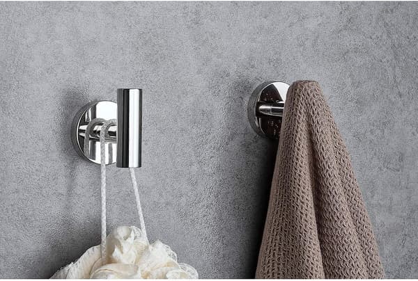 Badehåndklekroker, Slitesterk Sus304 Rustfritt Stål, Polert Krom, 2-pakning