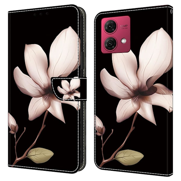 For Motorola Moto G84 5g Nahkakotelo Painettu 3d Kuvio Teline Iskunkestävä Puhelimen Kuori Pink Flower