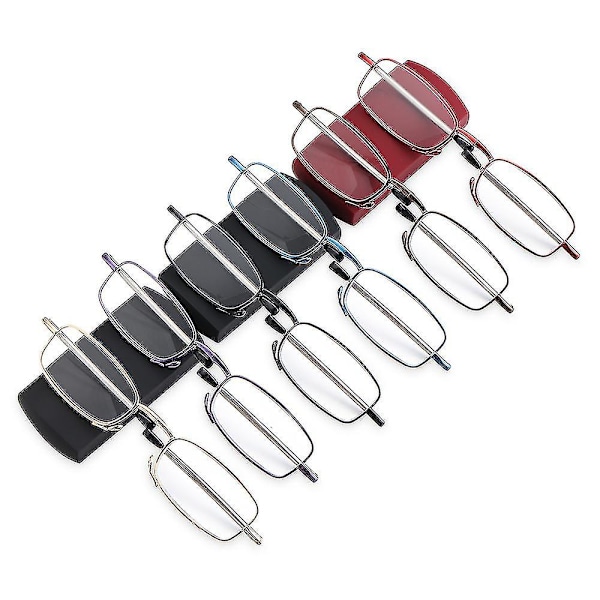 Unisex-Foldinglukit Luku-lasit Lasikotelolla Miehille Naisille Teleskooppijalat Kierto Presbyopia Silmälasit Näönhoito +1.0-4.0 - Pyöräilylasit Blue Strength 2.50