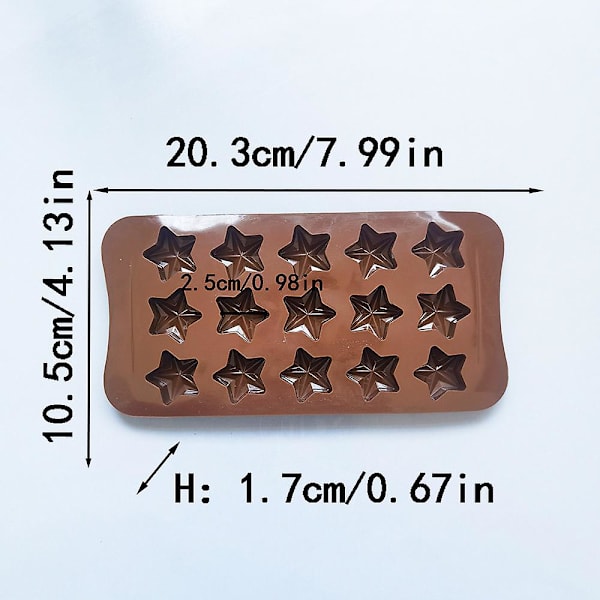 4 stk. 15 Hul Stjerneformet Chokoladeform, Non-Stick Madkvalitets Silikonform