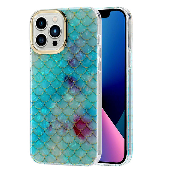 iPhone 13 Pro -kotelo, sähköpinnoitettu linssikehys, PC+TPU IMD -puhelinkuori Y6 Blue Scale