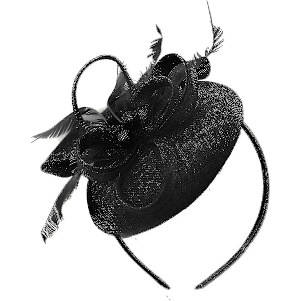 Perle Rund Pillbox Loop Sinamay Hodebånd Fascinator For Kvinner Bryllup Ascot Races[Dusty Pink] Black