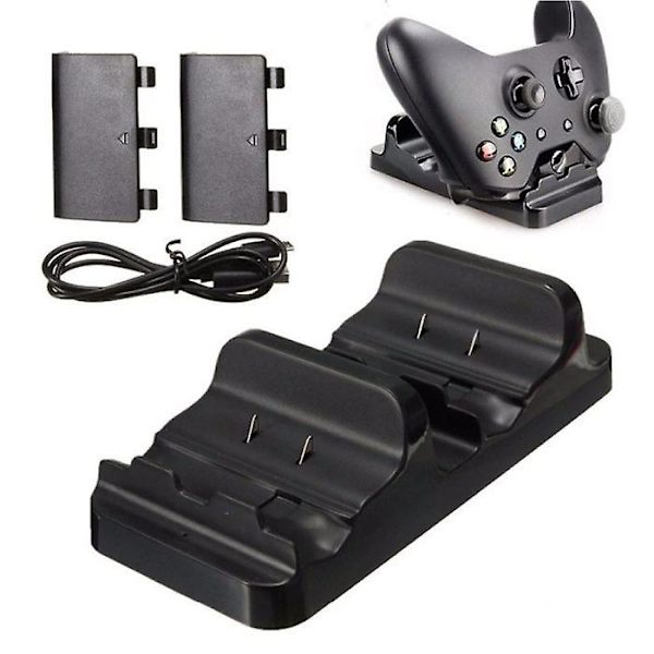 Stuff Certified® Laddningsstation för Xbox One Laddningsdocka för Kontroller - Dubbel Laddningsstation med 2x Uppladdningsbara Batterier