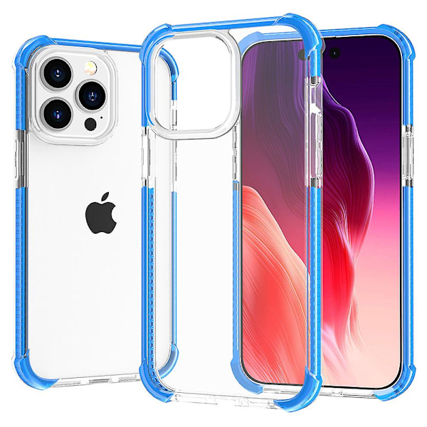 For Iphone 15 Pro Max Fire hjørne dråpesikker telefondeksel Tpu + Akryl gjennomsiktig deksel Blue