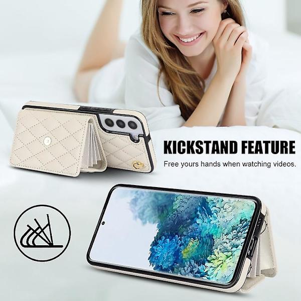 Horisontellt plånboksfodral i läder för Samsung Galaxy S22 5g, diagonalt bärbart, rombiskt White