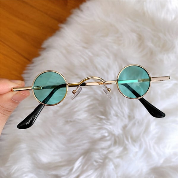 Vintage pyöreät metallirunkoiset lasit, erittäin kevyet ja mukavat käyttää aurinkolasit naamiaisiin ja teemajuhliin Gold Frame Transparent Brown