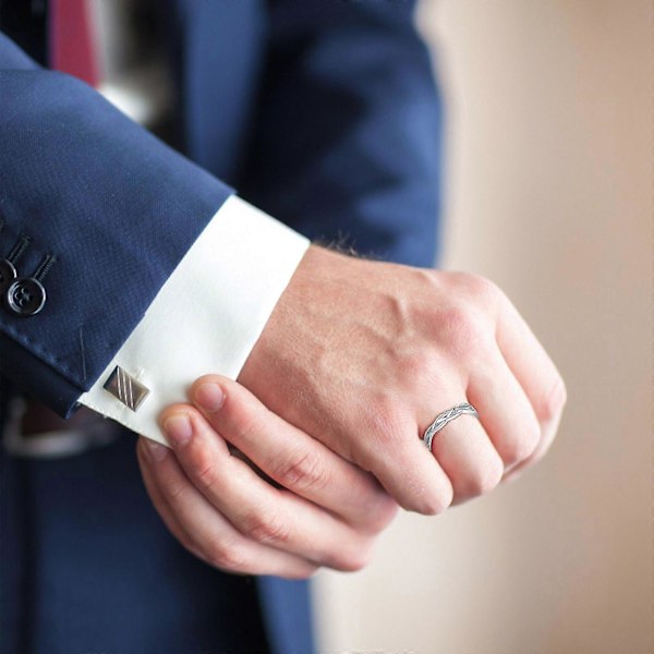 Herrring Minimalistisk Vild Sammanflätad Fingerring Herr Singel-hip Hip Tail Ring Silverpläterad Öppen Ring