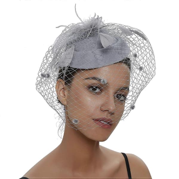 Fjær Mesh Topphatt Dame Mesh Slør Hårnål Hatt Party Hodeplagg red