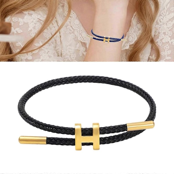 Stilfullt justerbart armband för kvinnor med 18k guldpläterat H-spänne, tillverkat av premium rostfritt ståltråd brun Red