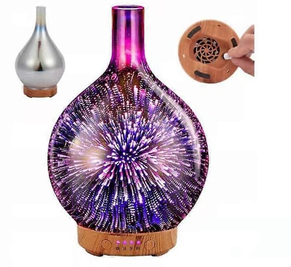 3D farvet lys glas luftfugter ultralydsspray deodoriser diffusor negativ ion aromaterapi maskine