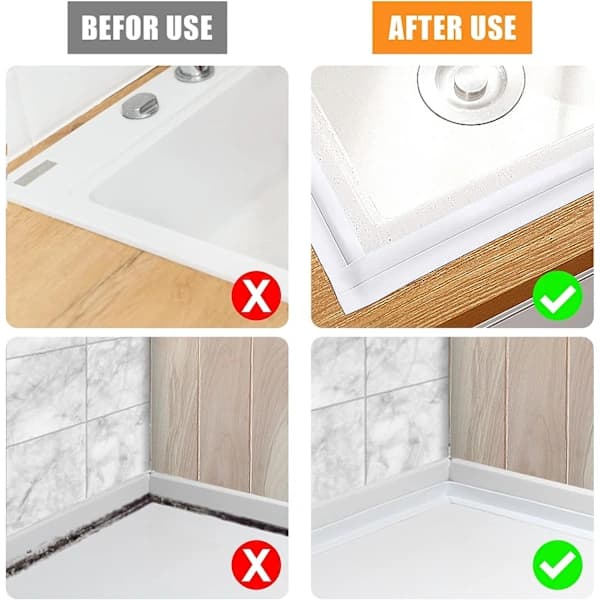 Baderomsforseglingslist, 3,2m * 3,8cm selvklebende forseglingslist, selvklebende PVC-forseglingstape, hvit.