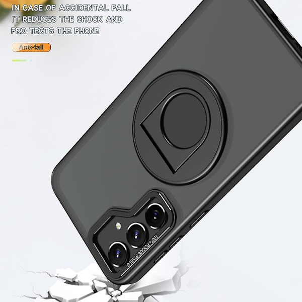Samsung Galaxy S22+ 5g:lle pyörivä rengasmagneettinen pidike matkapuhelinkotelo Black