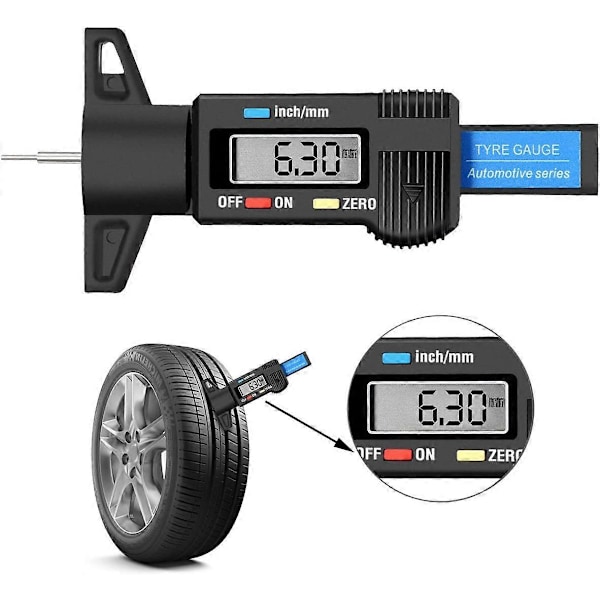 Däckdjupmätare Däckmönsterdjupmätare Däckdjupmätare digitalt djupmätare 0-30mm LCD-display