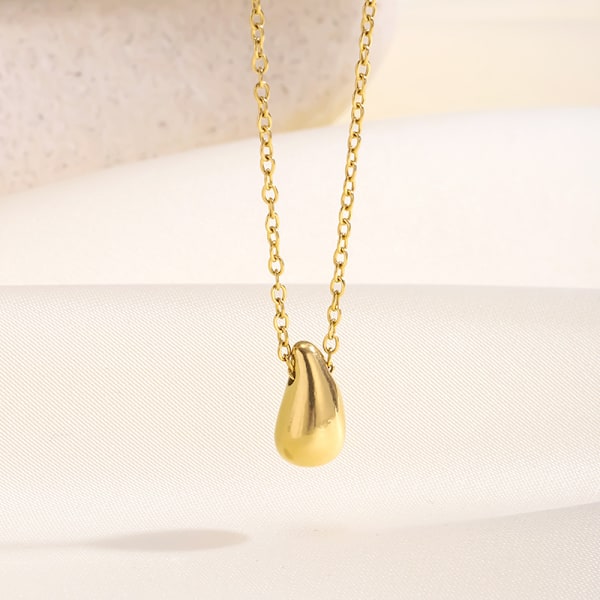 Delikat dråpeformet halskjede for kvinner jenter Sterlingsølv Minimalistisk Enkelt Lite Oval Perle Bønner Pæreformet Anheng Choker BFF Halskjede Mote Justerbar Gold