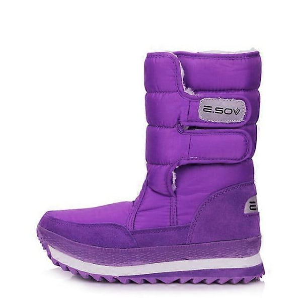 Dame Sneestøvler Vinterstøvler Kvinder Flade Vandtætte Anti-slip Damer Multi-Farve Sko Femininas De Inverno Mujer Botas purple 35