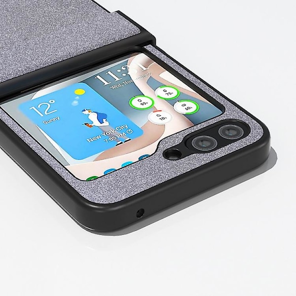 For Samsung Galaxy Z Flip5 Abeel 3 In 1 Glitter Series Pu Mobile Phone Case Black