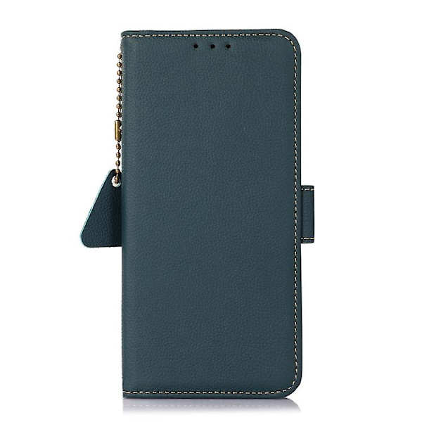Til Samsung Galaxy S24 Side-magnetisk Tj Ægte Læder Rfid Mobiltelefon Etui Green