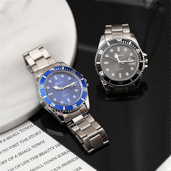 Herre Luksus Militær Rustfrit Stål Dato Sports Quartz Analogt Armbåndsur green
