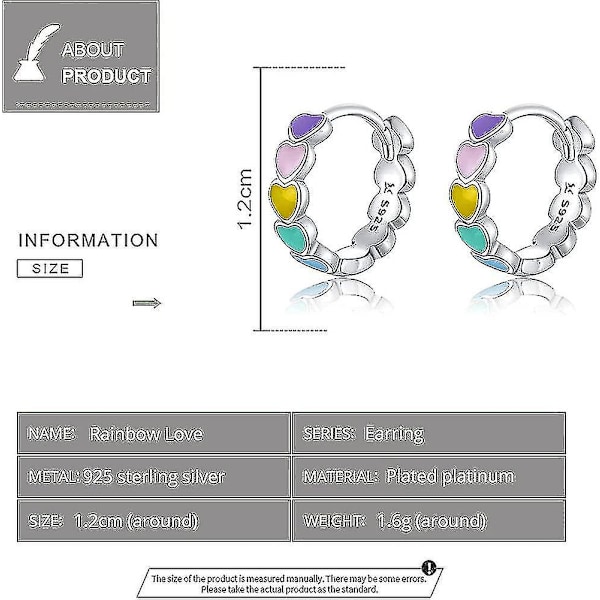 925 Sterling Sølv Øreringe til Piger Små Hoops Øreringe Lille Piger Mode Hypoallergen Smykker Fødselsdagsgaver Regnbue Farverige