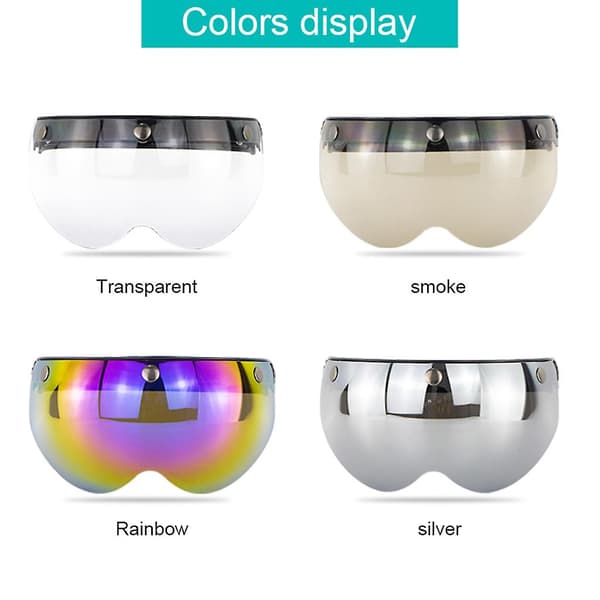 Universal 3-snap Flip Up Open Face Motorcycle Helmet Visor Lens Shield Sunglass Clear