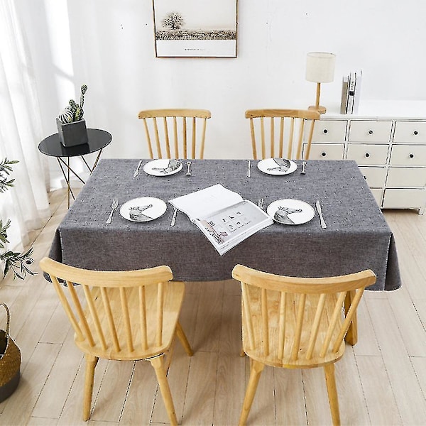 Bomullslinneduk Rektangulär Matsalsduk Heminredning Dark Gray 140x220cm