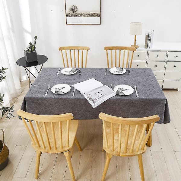 Bomullslinneduk Rektangulär Matsalsduk Överdrag Heminredning Dark Gray 110x110cm