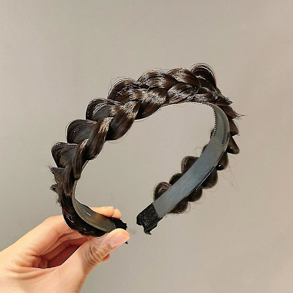 Osynlig Flätad Hårsnodd Hårflätad Huvudband Fluffig Flätad Hårcirkel