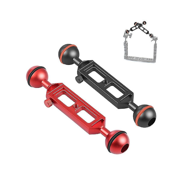 Udtrækkelig armholder 20 cm justerbar længde med kuglehoved 25 mm diameter 1/4 tommer skruehul dykkerbeslag, rød