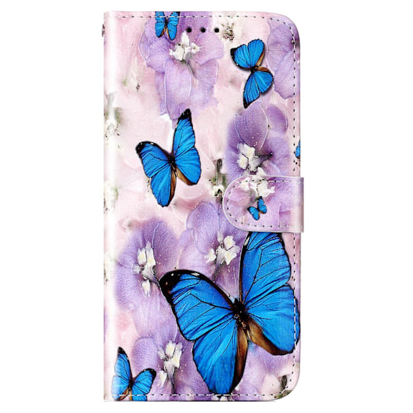 For Oppo A98 5g Etui Pu Læder+tpu Pung Mønster Trykt Mobiltelefon Cover Purple Flower Butterfly