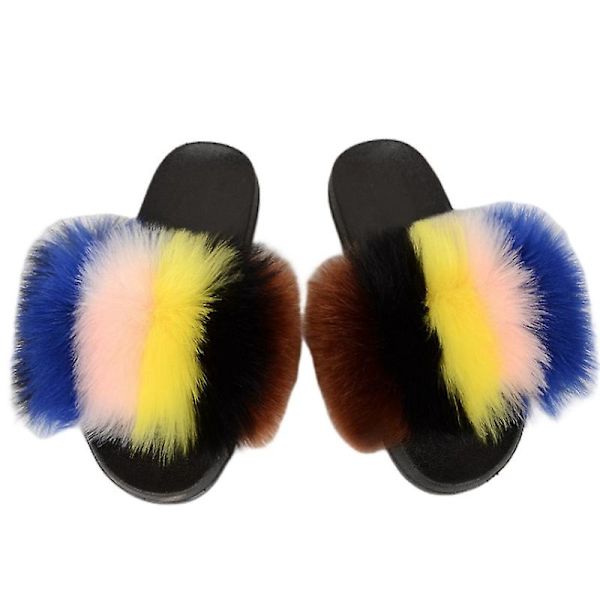 Evago Lady Faux Fur Slides, Öppna Tå Söta Pälstofflor, Bekväma Pälsandaler Med Fluffig Päls 26 SIZE 42-43