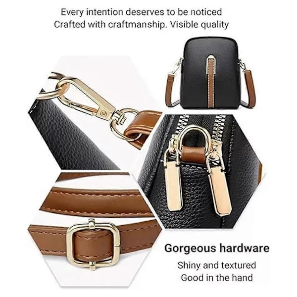 Liten Crossbody-väska i Läder, Mobilväska, Mini Handväska att Hänga Över Axeln blue