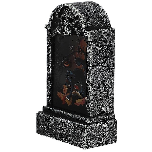 1 stk Halloween Borddekorasjon Gravstein Design Lampe Morsom Festivaldekorasjon Black cat pattern