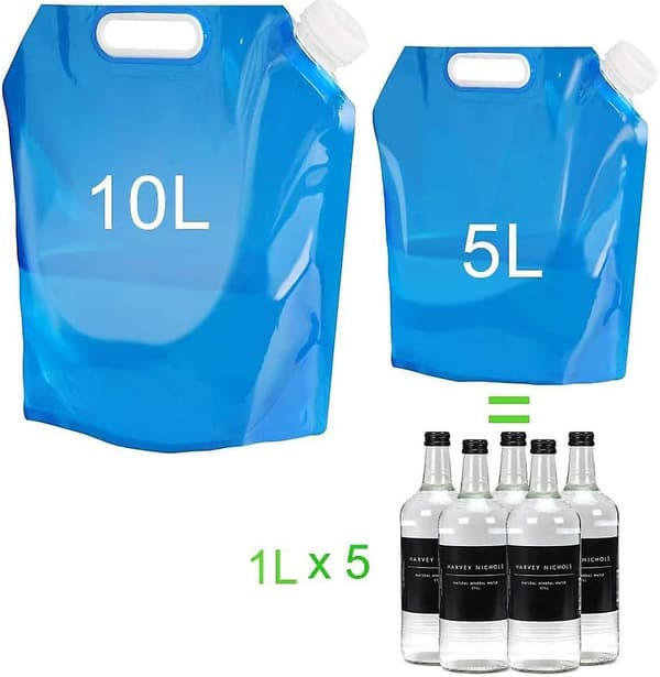 3 x Foldbare Vannbeholdere for Camping og Reise