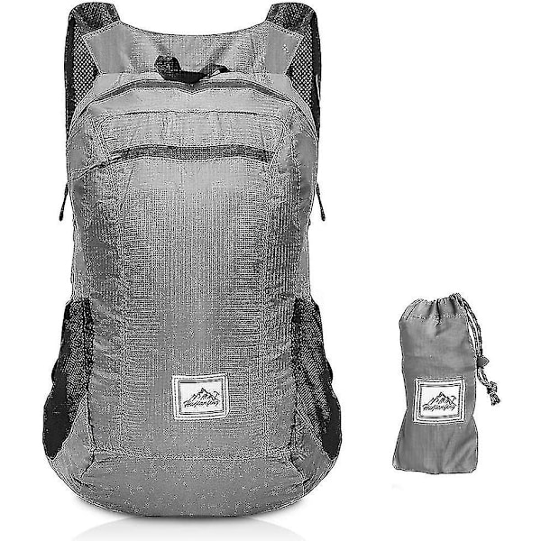 Ultralight Packable 20l Taitettava Matkalla Käytettävä Vaellusreppu Grey