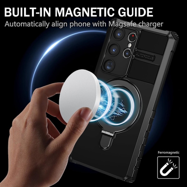 Magnetiskt stativfodral i PC+TPU för Samsung Galaxy S24 Ultra, kompatibel med MagSafe Black