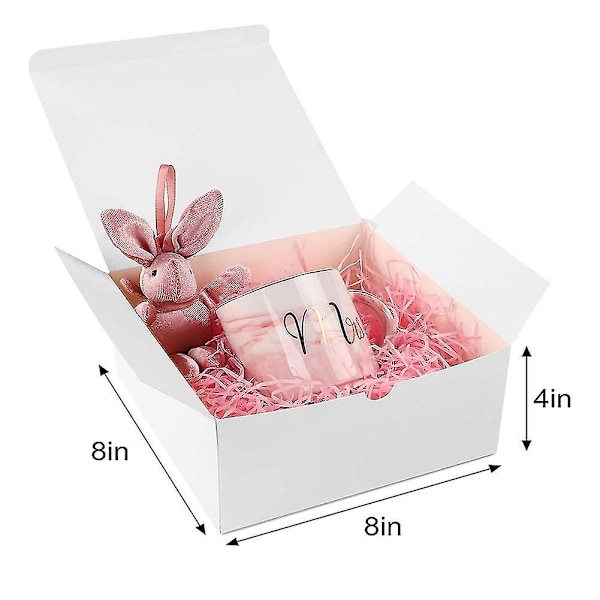 Hvite gaveesker 12-pakke 8x8x4 tommer, gaveeske i papir med lokk til bryllup, forlovelsesgave til brudepiker